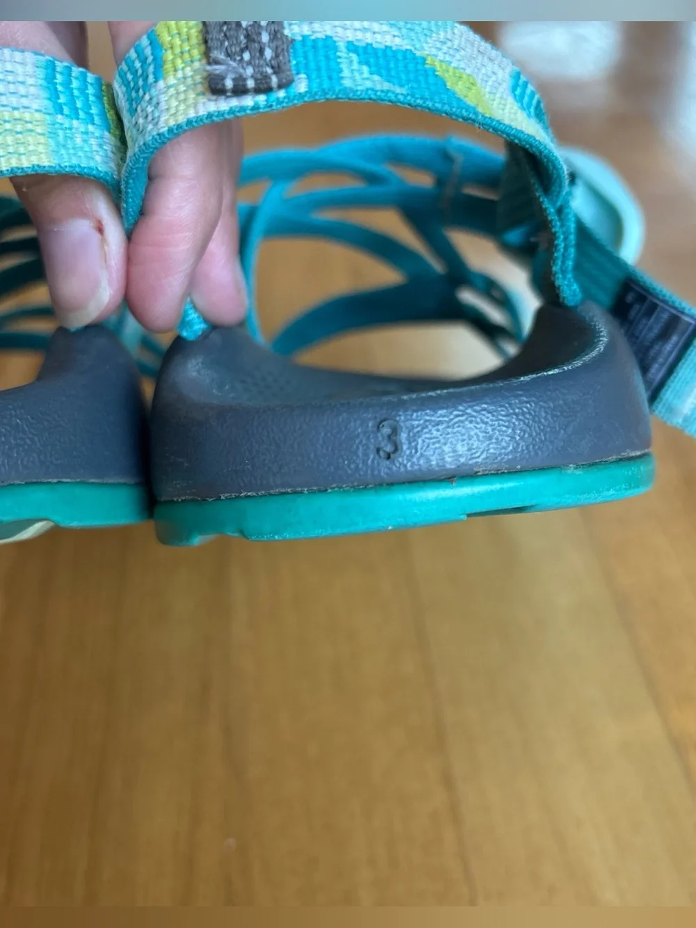 Chaco Kids ZX/1 Ecotread sandals Geometric Teal Green Youth Size 3